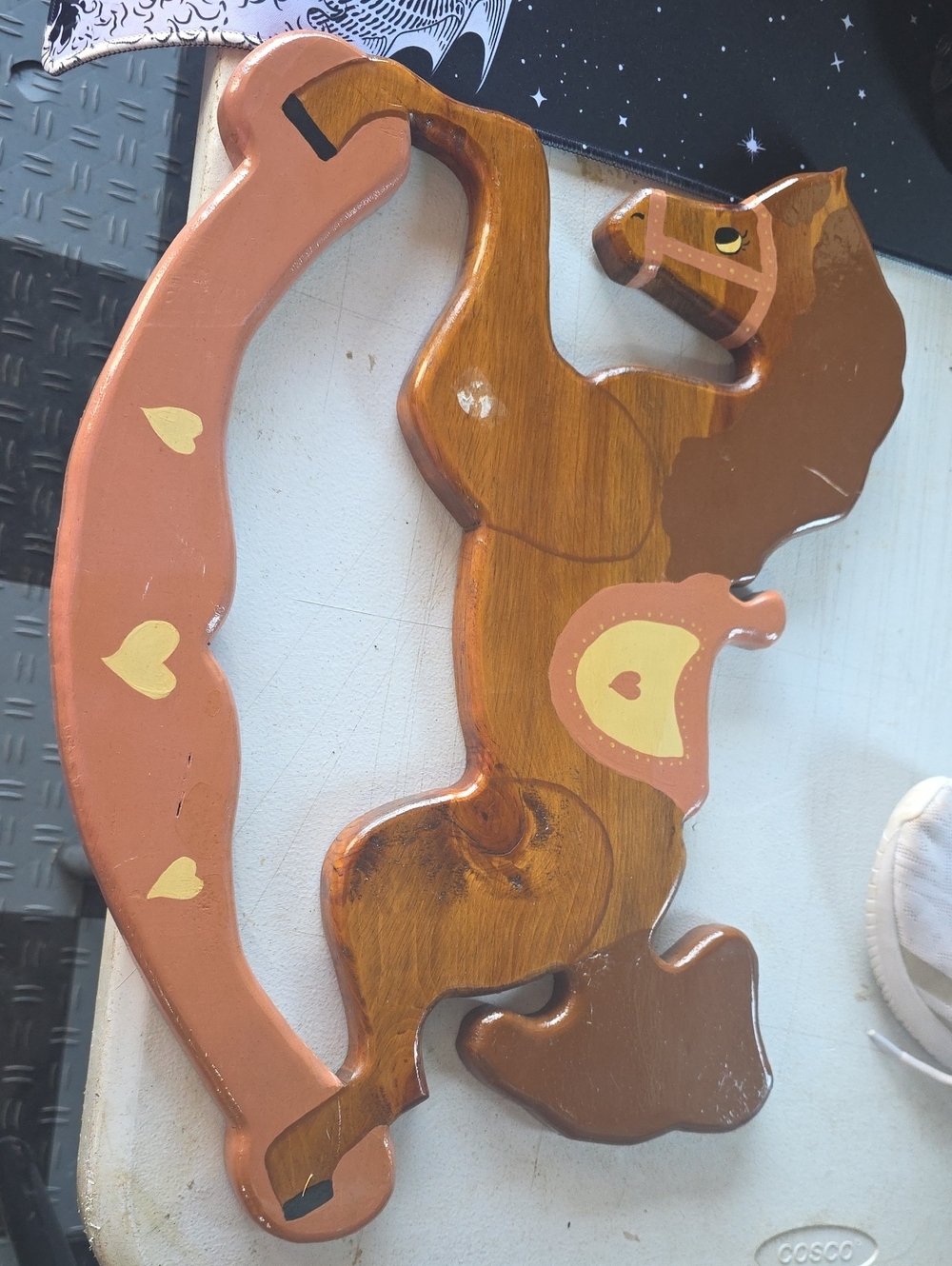 Wooden Horse Wall Art in Brown and Peach - Decorative Kids Room Accent